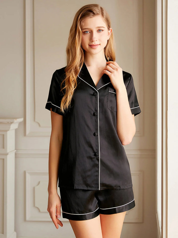 Noroki® - Kurzes Pyjama Set aus Seide für Damen