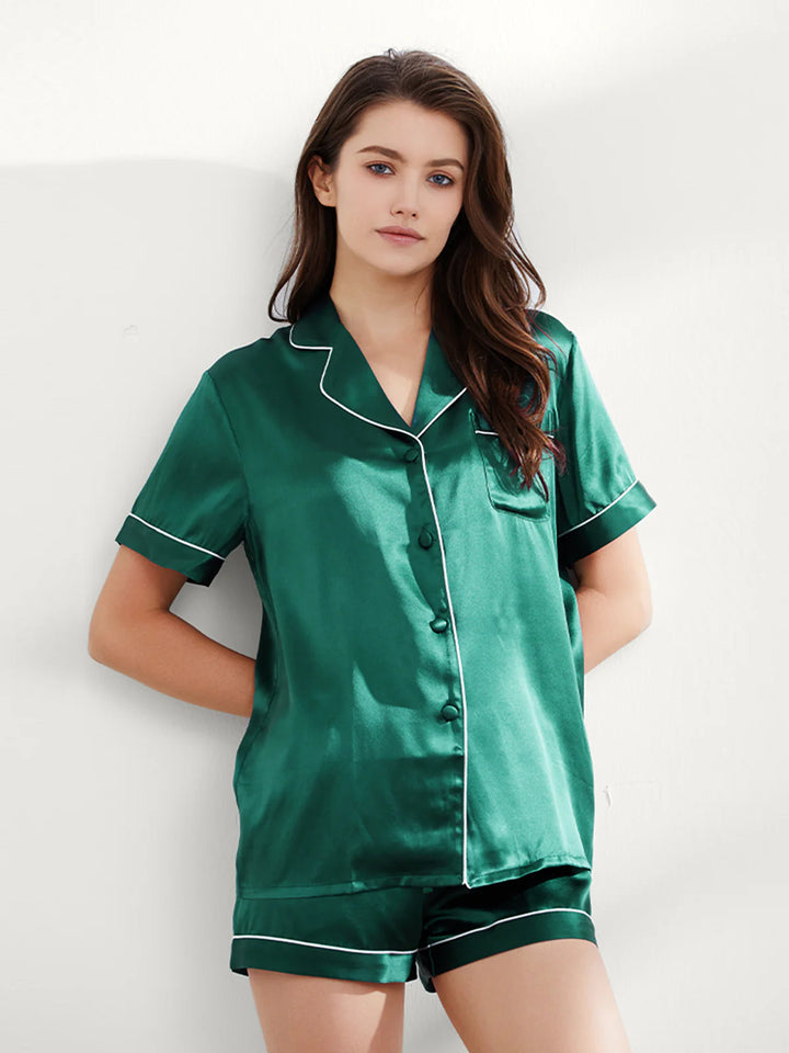 Noroki® - Kurzes Pyjama Set aus Seide für Damen