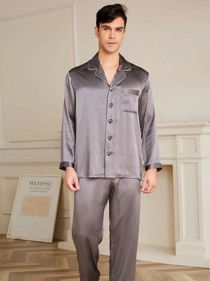 Noroki® - Langes Pyjama Set aus Seide für Herren