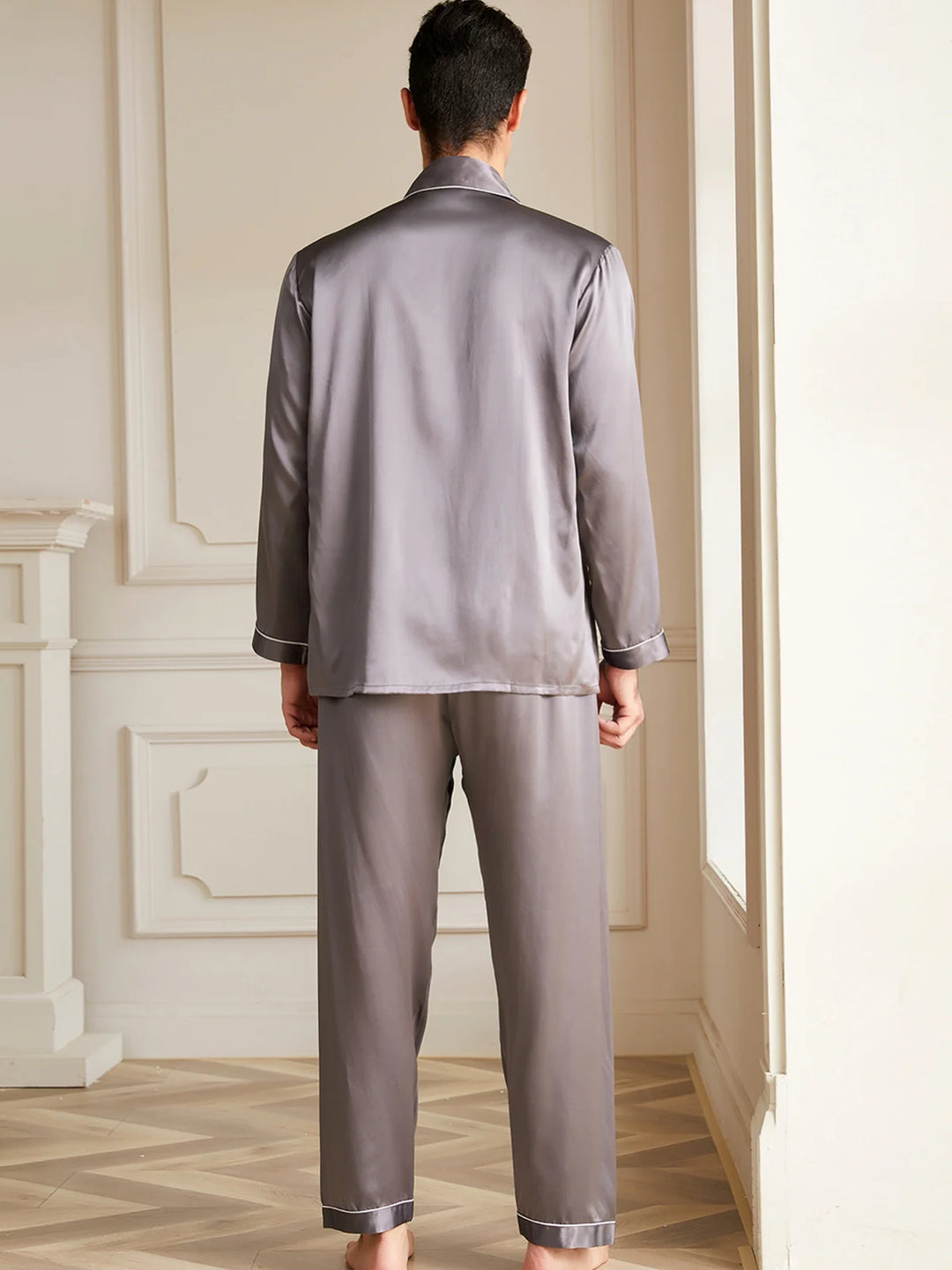 Noroki® - Langes Pyjama Set aus Seide für Herren