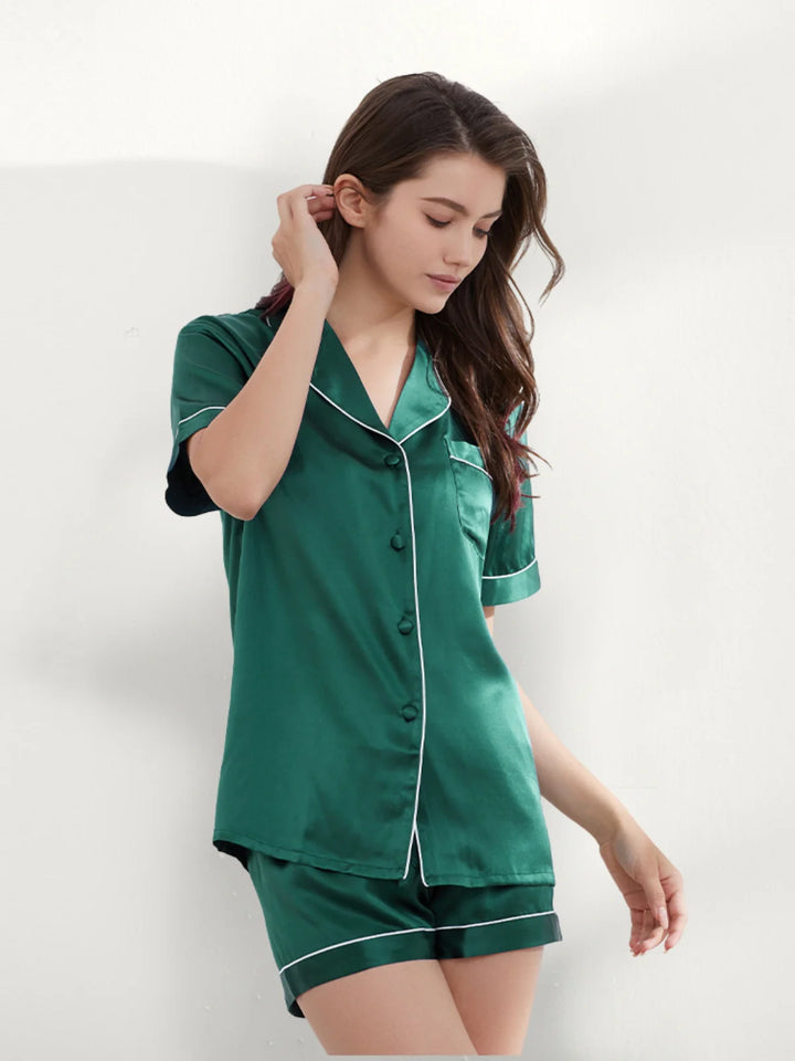 Noroki® - Kurzes Pyjama Set aus Seide für Damen