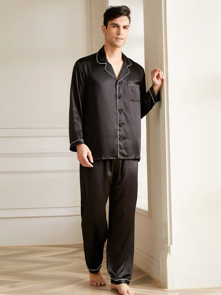 Noroki® - Langes Pyjama Set aus Seide für Herren