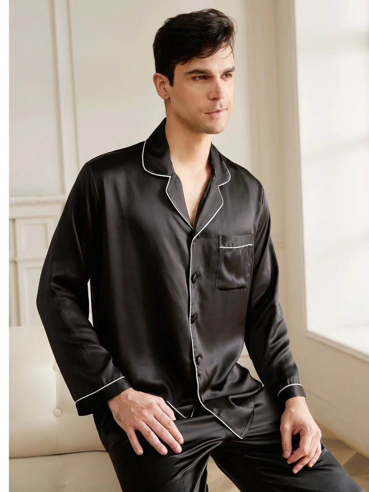 Noroki® - Langes Pyjama Set aus Seide für Herren