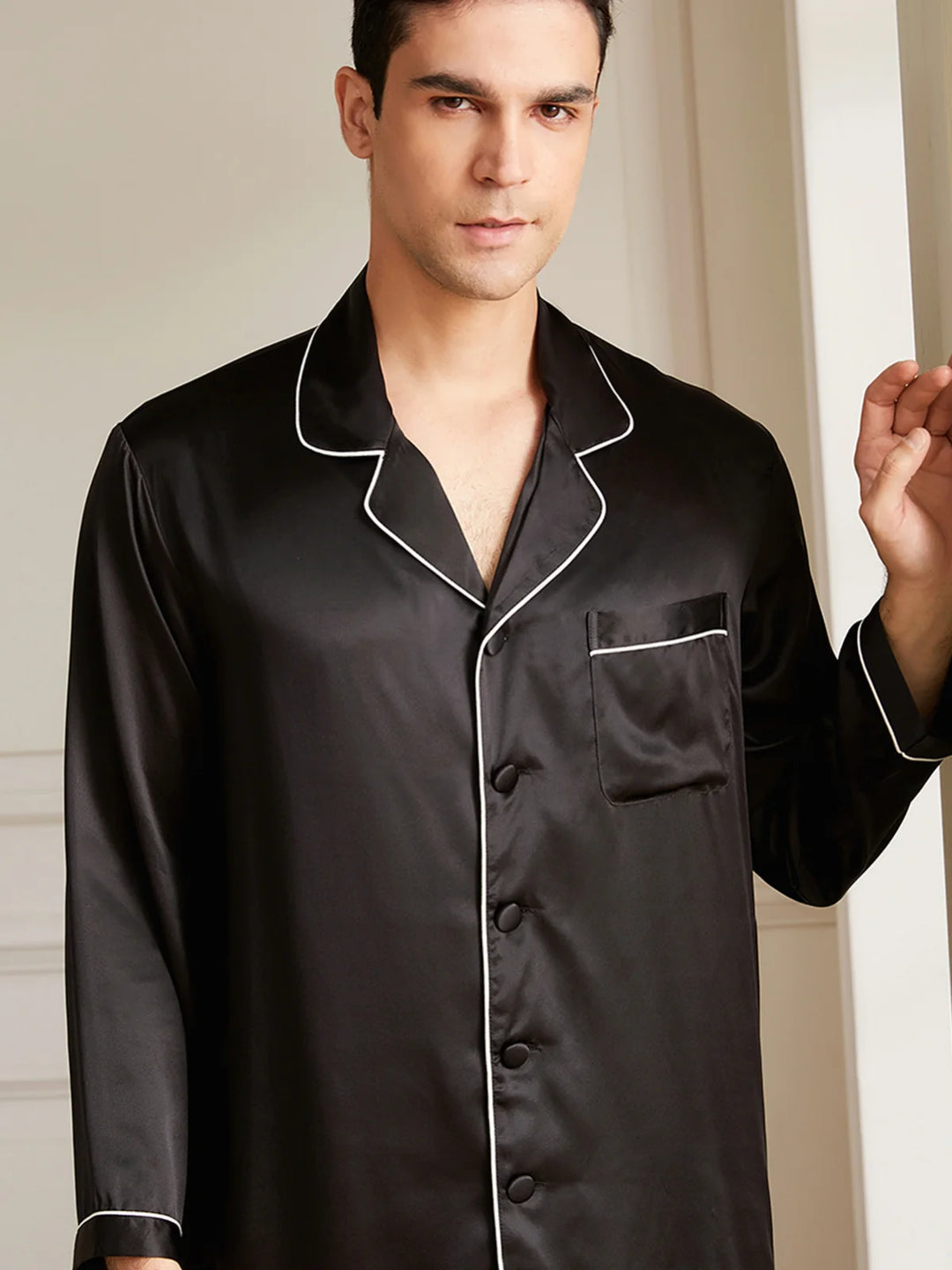 Noroki® - Langes Pyjama Set aus Seide für Herren