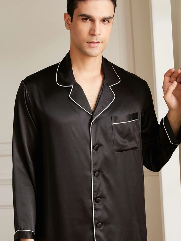Noroki® - Langes Pyjama Set aus Seide für Herren