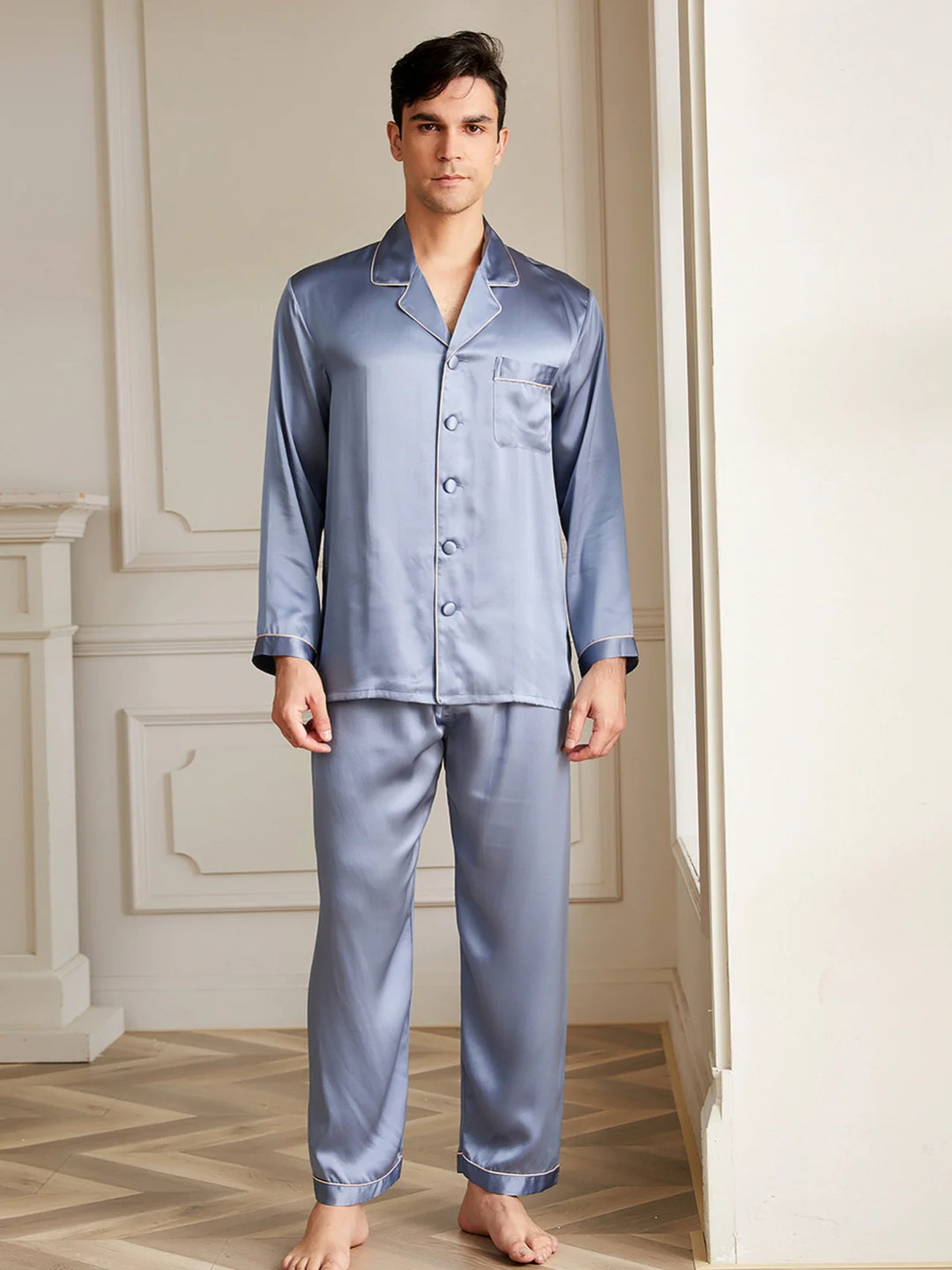 Noroki® - Langes Pyjama Set aus Seide für Herren