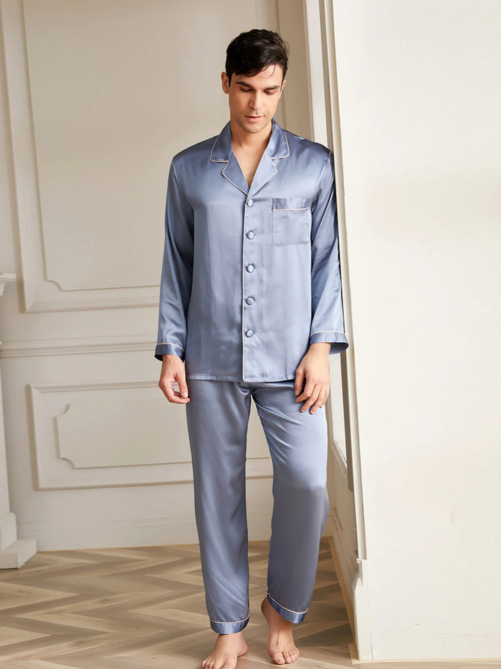 Noroki® - Langes Pyjama Set aus Seide für Herren