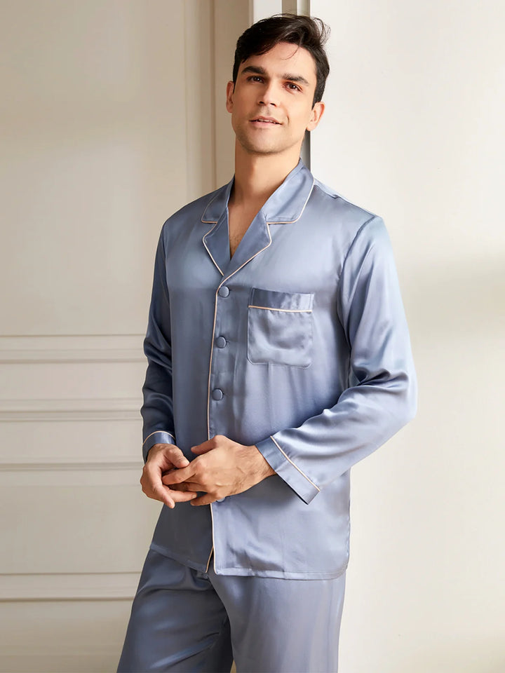Noroki® - Langes Pyjama Set aus Seide für Herren