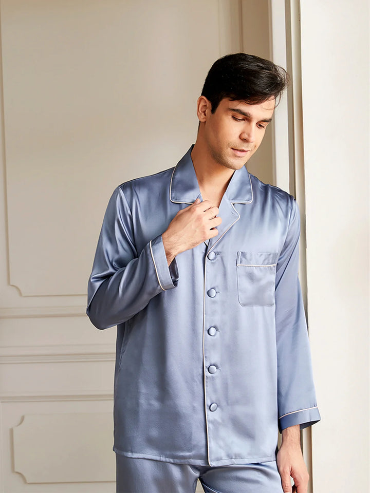 Noroki® - Langes Pyjama Set aus Seide für Herren