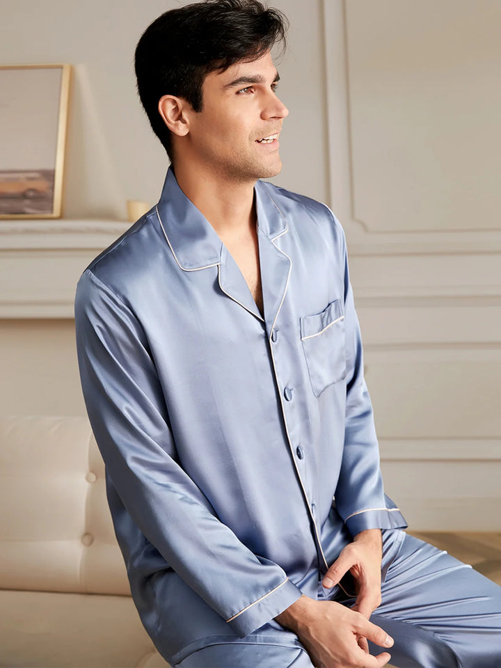 Noroki® - Langes Pyjama Set aus Seide für Herren