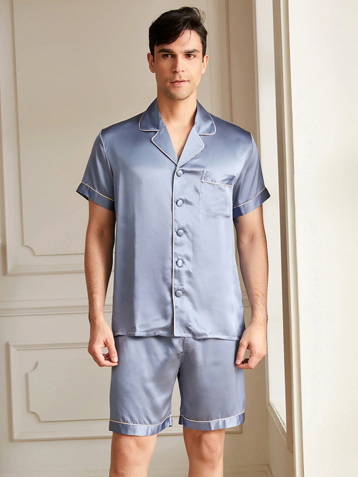 Noroki® - Kurzes Pyjama Set aus Seide für Herren