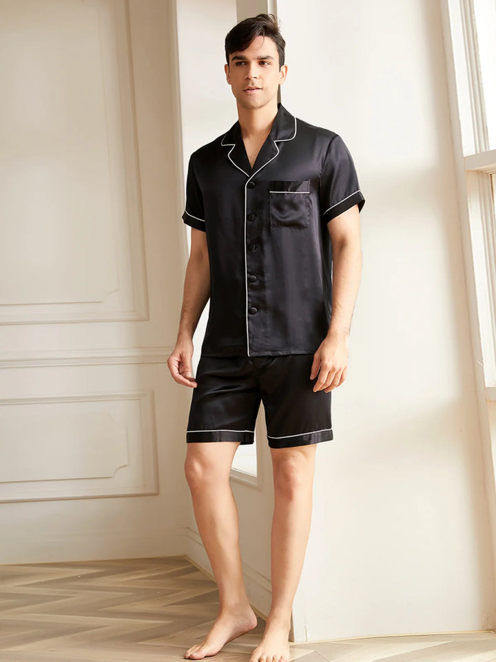 Noroki® - Kurzes Pyjama Set aus Seide für Herren