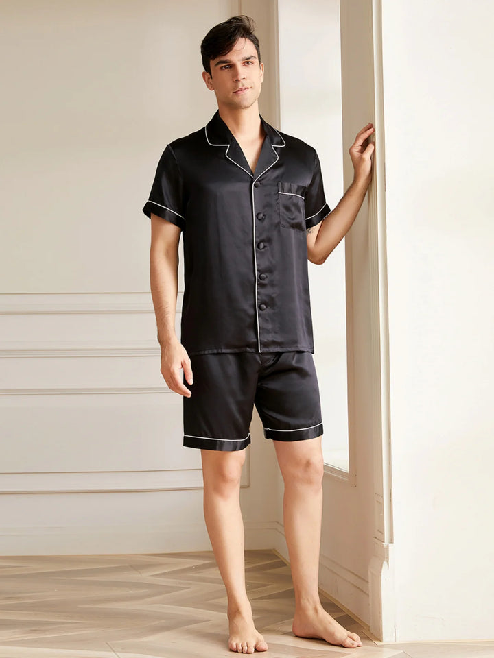 Noroki® - Kurzes Pyjama Set aus Seide für Herren
