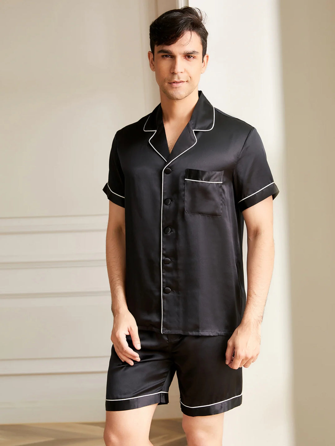Noroki® - Kurzes Pyjama Set aus Seide für Herren