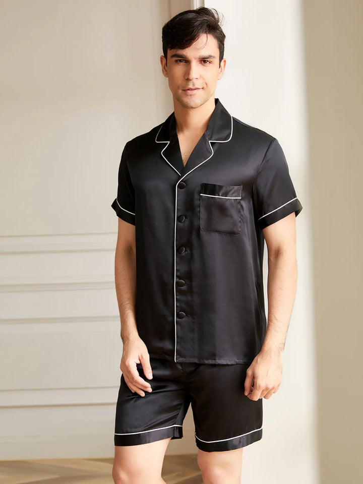 Noroki® - Kurzes Pyjama Set aus Seide für Herren