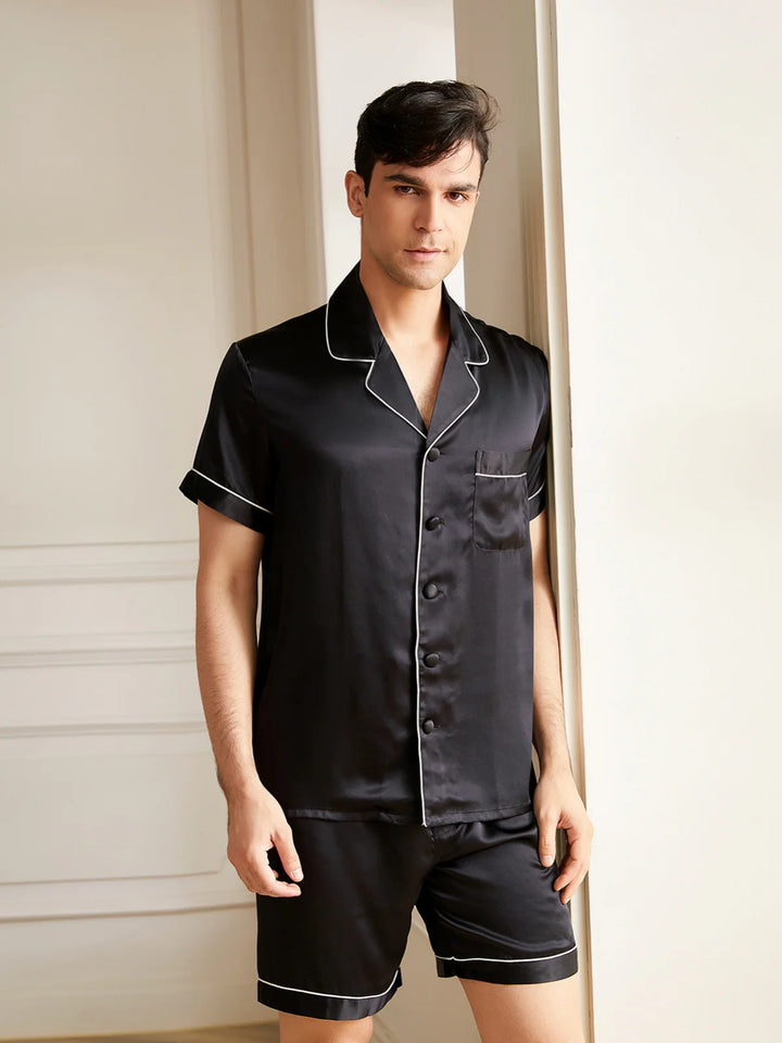 Noroki® - Kurzes Pyjama Set aus Seide für Herren