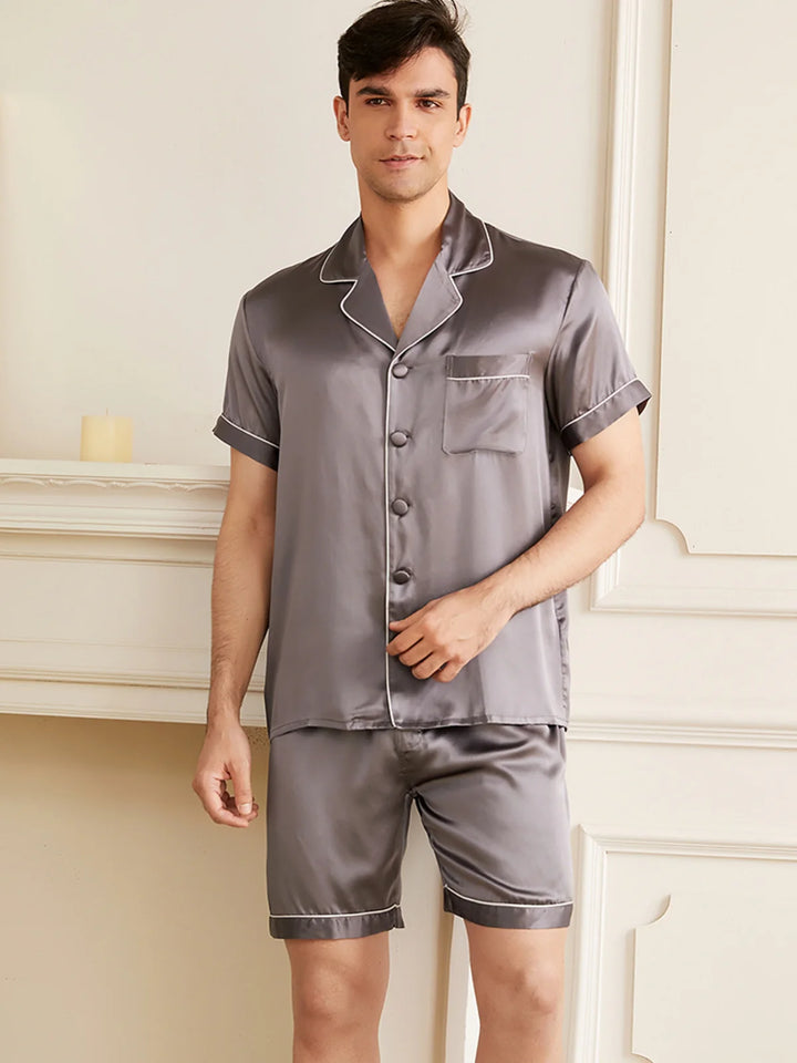 Noroki® - Kurzes Pyjama Set aus Seide für Herren
