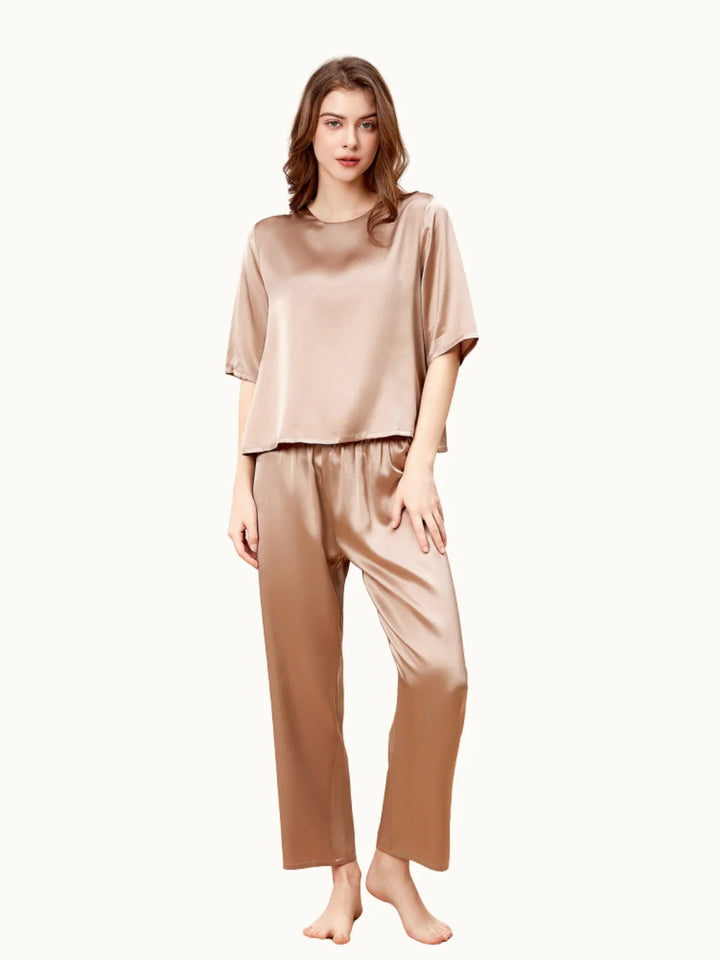 Noroki® - Pullover Pyjama Set aus Seide für Damen
