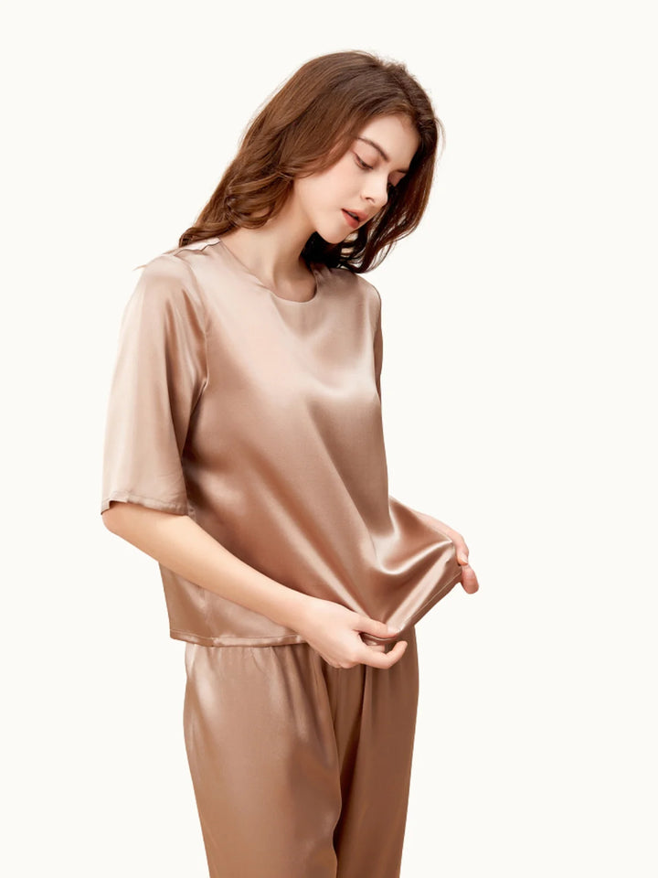 Noroki® - Pullover Pyjama Set aus Seide für Damen